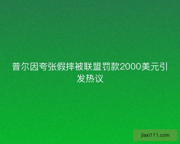 普尔因夸张假摔被联盟罚款2000美元引发热议