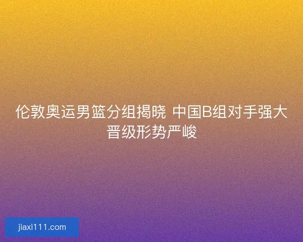 伦敦奥运男篮分组揭晓 中国B组对手强大晋级形势严峻 伦敦奥运男篮分组揭晓 中国B组对手强大晋级形势严峻