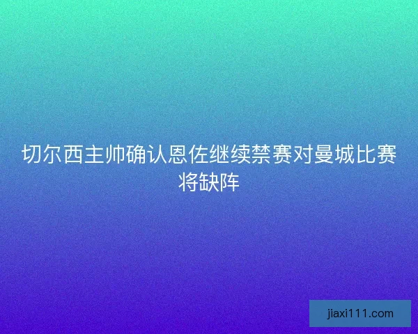 切尔西主帅确认恩佐继续禁赛对曼城比赛将缺阵